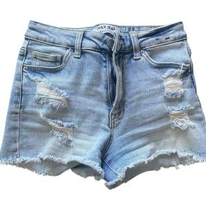 Wax Jean Blue Distressed Jean Shorts